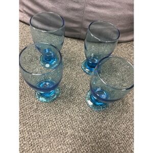 4 Vintage Turquoise Cristar Water, Wine or beer glass